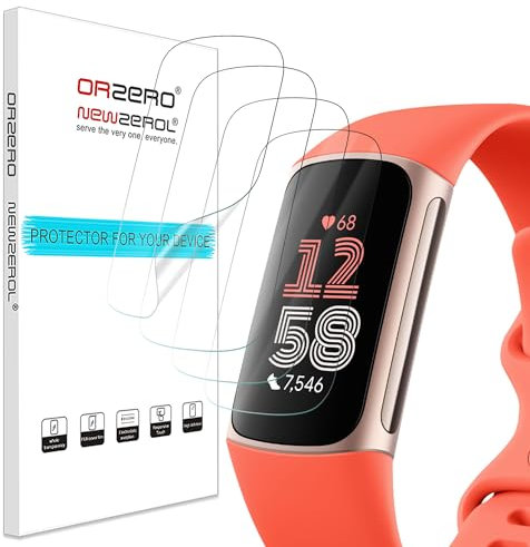 NEWZEROL 4 Stück Displayschutzfolie Kompatibel für FitBit Charge 6, [Anti-Kratzer] [Hohe Auflösung] [Blasenfrei] Flexibel TPU Schutzfolie für FitBit Charge 6