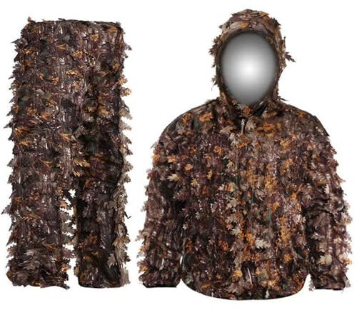 Lnlscle 2-in-1-Tarnanzug, Make-up-Farbe, Herren-Outdoor-Kleidung, Camo Bionic Leafy Camouflage-Kleidung für Outdoor-Fotografie, Dschungeljagd, Wild, Vogelbeobachtung