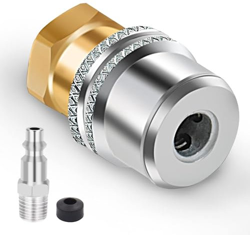 Unifizz Lock On Air Chuck Brass Open Flow Straight Locking Air Chuck Quick Connect 1/4'' FNPT Tire Chuck for Pressure Gauge Tire Inflator Compressor Accessories