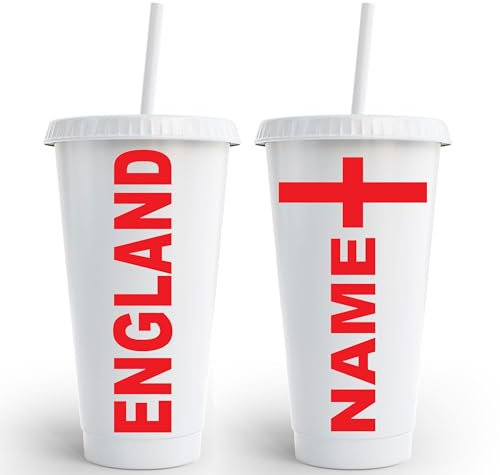 Generic England Football Tumbler Personalized Kids & Adults 24oz Plastic Cold Cup Euro Celebrations Partys