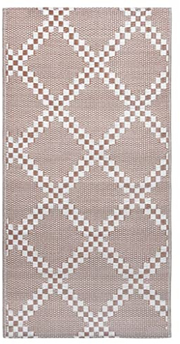 vidaXL Outdoor Teppich Zweischichtiger Jacquard Terrassenteppich Küchenteppich Außenteppich Indoor Terrasse Balkon Flur Küche Bad Braun 80x150cm PP
