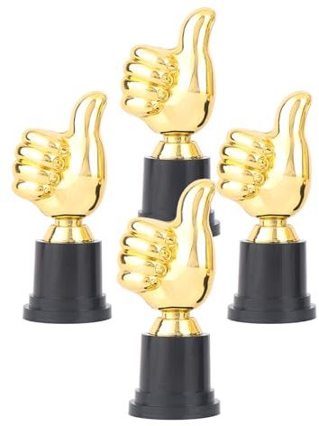 Eterspr 4 Stück Goldene Plastiktrophäe,Daumen Hoch Trophäe, Können als Raumdekoration oder Party Souvenir Verwendet Werden