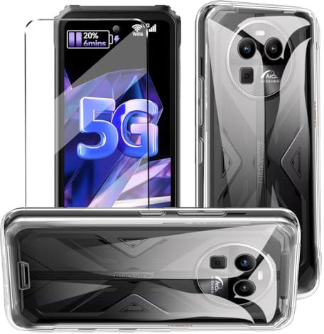 HuiYouMY hülle und Glas 1Pcs Compatible with Blackview BV8100 Folie, hülle silikon stoßfest Compatible with Blackview BV8100 schutzhülle schutzfolie schutzglas Folie handyhülle Clear