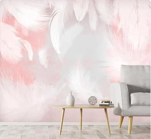 siuayosdj Papiers peints Décoration de salon Plume rose Papier peint 3D Papier peint Décoration d'intérieur, 3D, 430 x 300 cm