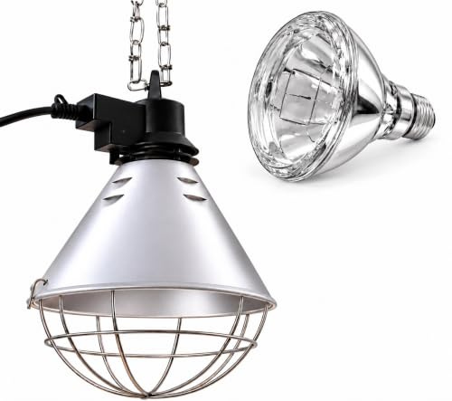 NCC-Licht Aufzuchtleuchte mit Schutzkorb und IR-Lampe BR125 150W Klar | Infrarot-Wärmelampe mit Schutzkorb und 5m Kabel mit Stecker, Ideal zur Aufzucht von Hühner, Ferkel und andere Tiere