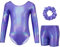 Gogokids Mädchen Dreiteilige Gymnastikanzüge, Langärmliges Gymnastik Set mit Shorts und Haarband, Glitzernde Balletteinheitstrikots - Gymnastik Outfit mit Farbverlaufdesign für 6-7 Jahre