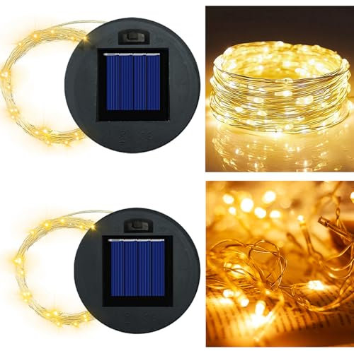 Solarleuchten Ersatzteile, Solarleuchten Ersatz Top mit Lichterketten Led, Ersatz Solar Gießkanne, Solarmodule Ersatz für Solar Gartenleuchten, Solarlaterne Gartendeko und DIY 2 Stücke (Warmweiß)