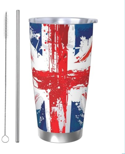 HDTVTV United Kingdom Union Jack Insulated Water Bottle 20 Oz Stainless Steel Mug Vacuum Tumbler Water Flask