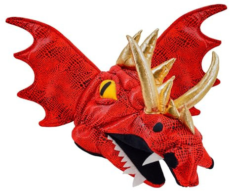 W WIDMANN MILANO Party Fashion - Mütze Drache, rot, Tierkostüm, Dinosaurier, Kopfbedeckung Karneval