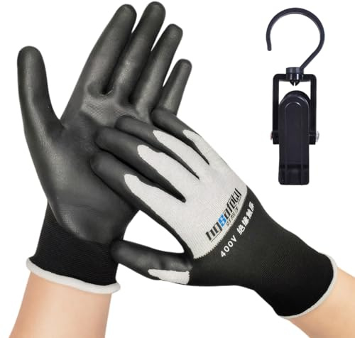 Laralily 1 Paar Handschuhe Elektriker Sicherheitshandschuhe Elektriker Schutzhandschuhe 400 V Spannungsbeständigkeit Schutzhandschuhe Touchscreen-Kompatibilität Arbeitshandschuhe für Wartungsprojekte