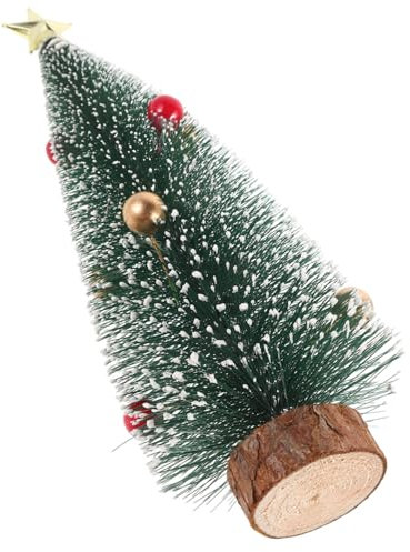 Ciieeo Bottle Brush Christmas Trees Large Covered Mini Tree Mini Xmas Decorations Wooden Base Desktop Christmas Decor