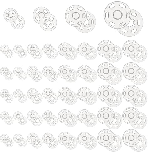 cobee 120 Paare Kunststoff Druckknöpfe zum Annähen, Transparent Druckknopf Snap Unsichtbare Annähen Druckknöpfe Klare Knöpfe für DIY Handwek Nähen von Kleidung (7mm, 13mm, 15mm, 20mm)