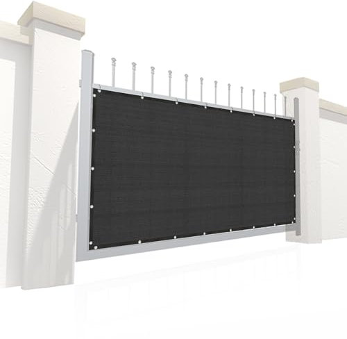 48in x 60in Gate Privace Screen with Durable Rustproof Grommets & Zipties for Garden Gate, Small Balcony, Pool Gate, Metal & Iron Gate (Black)
