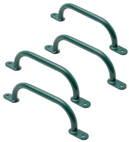 Klettergriffe Haltegriffe für Outdoor & Indoor Metall Griffe für Spielplatz, Klettergerüst, Spielturm, Hochbett, Leiter und Kletterwand im Kinderzimmer (350 mm Grün, 4 Stücke)