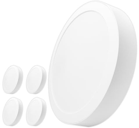 LED ATOMANT Pack 5x Plafon LED Redondo Superficie 225mm, 18W, Color Blanco Frio (6500K), 1650 Lumenes, Driver integrado, Para Techo Cocina Baño