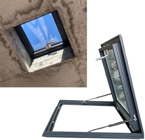 EXCLURA Dach Zugangsluke Dachfenster-Dachluke, Sicherheitstür mit Abschließbarem Griff, Kellerdeckenluke, Dachbodenzugangsluke für Flur, Wintergarten, Treppe, Garage(24x25in - 61x63.5cm)