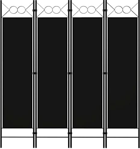 Myheimly 4-TLG. Raumteiler Klappbar Freistehend Trennwand Paravent Umkleide Sichtschutz Spanische Wand Raumtrenner Schwarz 160 x 180 cm