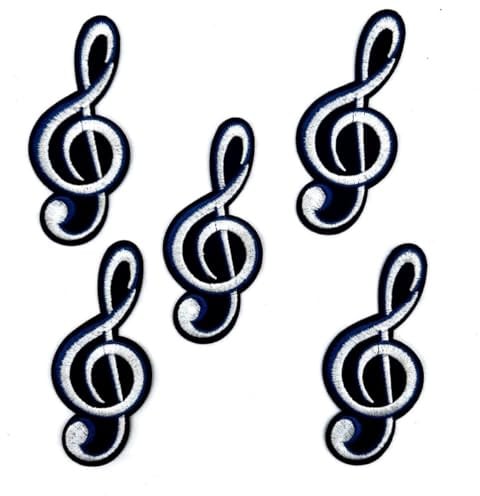 5 Stück Notenschlüssel Aufbügler Violinschlüssel Iron-On Patch Aufnäher