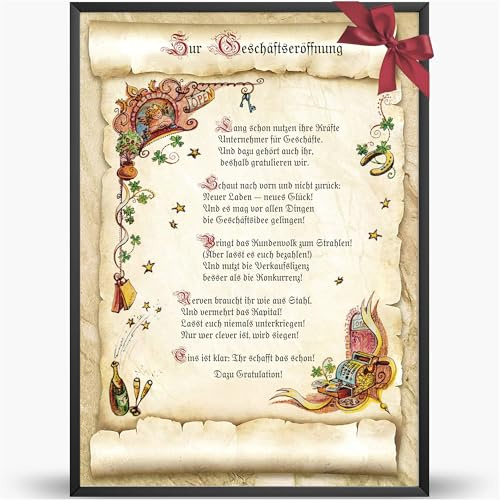 Die Staffelei Glückwunschkarte zur Geschäftseröffnung Urkunde A4 (21cm x 29,7cm)