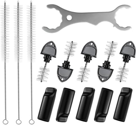 Draft Beer Tap Plugs Brush Beer Faucet Plug 5PCS Beer Keg Tap Plugs, 5PCS Beer Keg Tap Cover Beer Faucet Brush Caps Cover, 3PCS Long Cleaning Brushes and Beer Faucet Wrench Kit for Most Kegerator Tap