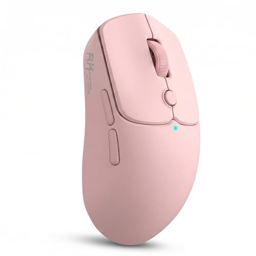 RK ROYAL KLUDGE MO1 Wireless Mouse, 51g Ultra-Lightweight Computer Mice, 6 Programmable Buttons, Quiet Click, 2.4GHz/Bluetooth/Wired, 6000 DPI Optical Sensor, Pink
