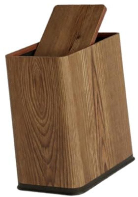 LOVIVER Poubelle de salle de bain compacte et étroite avec couvercle pour bureau, salon, maison, toilettes, restaurant, Motif Bois
