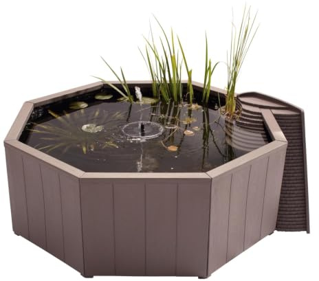 Blagdon Aquagarden Raised Nature Pond 190 | Teich für Terrasse, Balkon & Garten | schneller Aufbau ohne Erdarbeiten | solar Schwimmfontäne | 5 Fontänenaufsätze | mit Vogelbad & Wildlife-Leiter