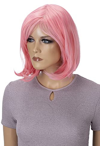 CAISHA Perücke Bob Kurzhaar Cosplay Theater Show Hitzebeständig Synthetik Glatt Rosa SH032l