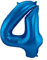 Folat 631440 - Folienballon Zahl 4 - blau - ca. 86 cm