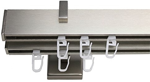 Stylelex Tetra Edelstahl-Optik 2-läufig - Träger 9,1cm - Rechteckig - Bis 300cm am Stück - 300cm - Endkappe