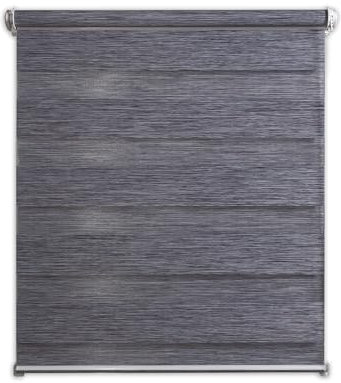 Deco4Me Doppelrollo Klemmfix ohne Bohren - Anthrazit-meliert, 80 x 200 cm - Vario Duo Rollo in Leinen, Holzoptik - lichtdurchlässig & Blickdicht - Stoffbreite 76 cm
