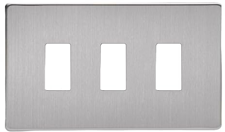 Varilight Triple PowerGrid Plate Kit - Screwless Brushed Steel, XDSPGY3S