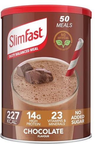 SlimFast Meal Replacement Shake for Weight Loss & Balanced Diet, Vitamins and Minerals, Low Calorie, High Protein, Chocolate Flavour, 50 servings, 1.875 kg, Packaging May Vary