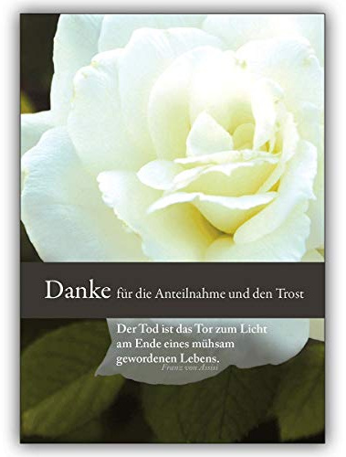 16er Set: Danke für die Anteilnahme und den Trost - Dankeskarte Trauer mit schöner Rose • Premium Danksagung mit Umschlag nach Trauer, Tod, Beerdigung, Sterbefall, Begräbnis