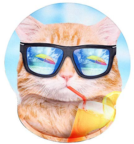 AOKSUNOVA Mouse Mat Funny Cat Mouse Pad with Wrist Support Ergonomic Mouse Mat Wrist Rest Memory Foam