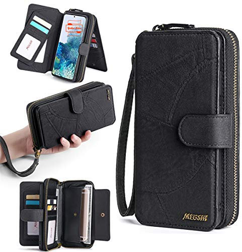 Yidai-Silu Galaxy Note 20 Ultra Leder Schutz Tasche 【2 in 1 Abnehmbar, Mutil-Funktion, Drehbar Kartenfach】 Magnet Hülle Kunstleder Flip Case Geldbeutel für Samsung Galaxy Note 20 Ultra 6,8 - Schwarz