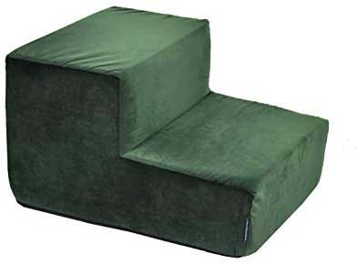 BOUTIQUE ZOO Hundetreppe 30 cm hoch | Katzentreppe Haustiertreppe | 2 Stufen | Hunde Katzen Haustier | für Bett und Auto | Trepp für kleine Hund | Samtstoff | Farbe: Velvet: Grün