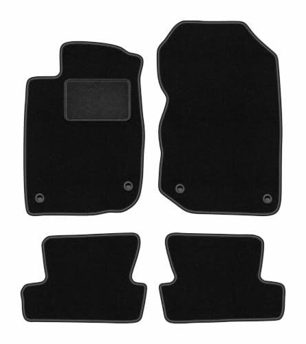 Velours-Fußmatten passend für Honda CR-Z 2010-2016, Schwarz, LUX, passgenau | passend für Coupé; Velours-Teppich (Polypropylen), ca. 6,5 mm; rutschfest, ovale Befestigungen (Typ HND)
