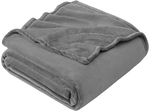EHEYCIGA Fleece Blanket Grey Throws for Sofas Fluffy Warm Soft Blanket for Bed Settees Armchairs, Fit All Season, Single, 130x165cm