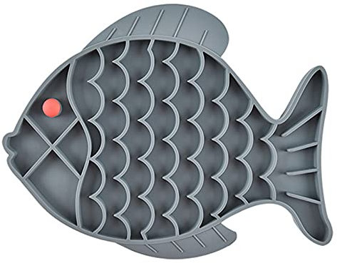 Hwtcjx Gamelle dalimentation Lente, gamelle Chat Anti glouton, gamelle Anti-glouton, 1 pièces Fabriqué en Silicone sûr, Non Toxique, Anti-étouffement, pour Chats, Chiens (19 x 24,5cm, Gris)