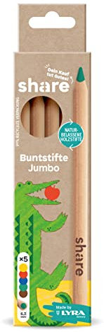 share Buntstifte Jumbo 5er Set – Buntstifte Set spendet eine Unterrichtsstunde für ein Schulkind – naturbelassene dicke Buntstifte