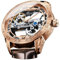 OLEVS Mechanische Herren-Armbanduhr, Skelett, silberfarben, Braun/Rotgoldfarbenes Zifferblatt, Mechanisch