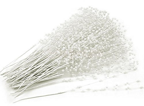 Faderr 10Pcs Stems Pearl Sticks Beading on Wire Stems for DIY Garland Bridal Wedding Pearl Bouquet Home Party Decor Craft (White), free size