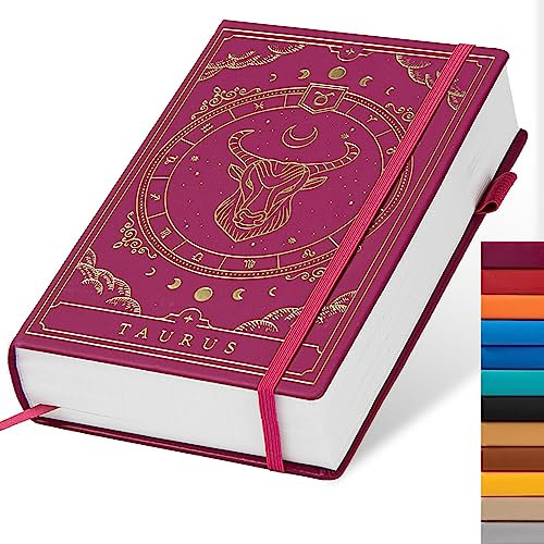Constellations Notizbuch, A5, gepunktet, Hardcover, 100 g/m², 400 Seiten, Schreibpapier, Bullet Organizer, Notizbuch für Damen, Herren, Teenager (Taurus)