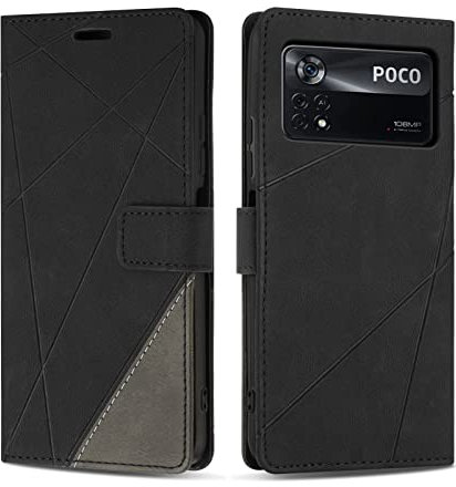 SONWO Etui Coque pour Xiaomi Poco X4 Pro 5G, Protection Housse en Cuir PU Portefeuille Livre pour Xiaomi Poco X4 Pro 5G, Emplacements Cartes, Noir