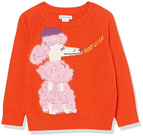 Amazon Essentials Pull Ras-du-Cou Fille, Rouge Tomate, 6-7 Ans