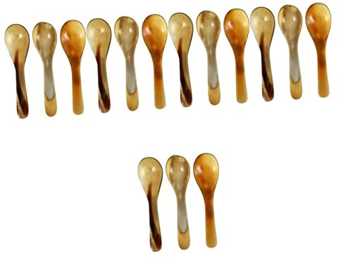 Anneome 15 Stk Kaffeelöffel Aus Horn Verkostungslöffel Nudellöffel Kaffeelöffel Aus Ochsenhorn Reis Löffel Trinken Japanische Hornlöffel Gewürzlöffel Kleiner Kaffee Kind Keramik Yak-horn
