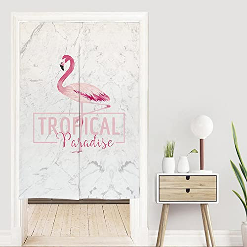 Japanischer Türvorhang Flamingo Tier Türvorhang mit Teleskopstange,Raumteiler Vorhang Japanese Decoration,Door Curtain,Kinderzimmer Schlafzimmer Küche Shop Restaurant Tür Halber Vorhang