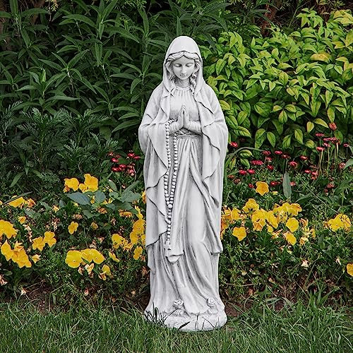 TOETOL Betende Statue Jungfrau Maria, 75 cm hoch, für den Außenbereich, Garten, religiöse Dekorationen, Statue für Zuhause, Hof, Terrasse, Rasen, Flur, Dekoration, Skulptur, Magnesiumoxid-Stein