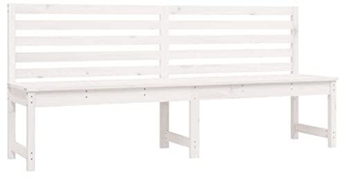 vidaXL Gartenbank, Sitzbank mit Rückenlehne, Gartenmöbel Parkbank Lattenrost-Design, Holzbank Bank für Garten Terrasse, Weiß Massivholz Kiefer